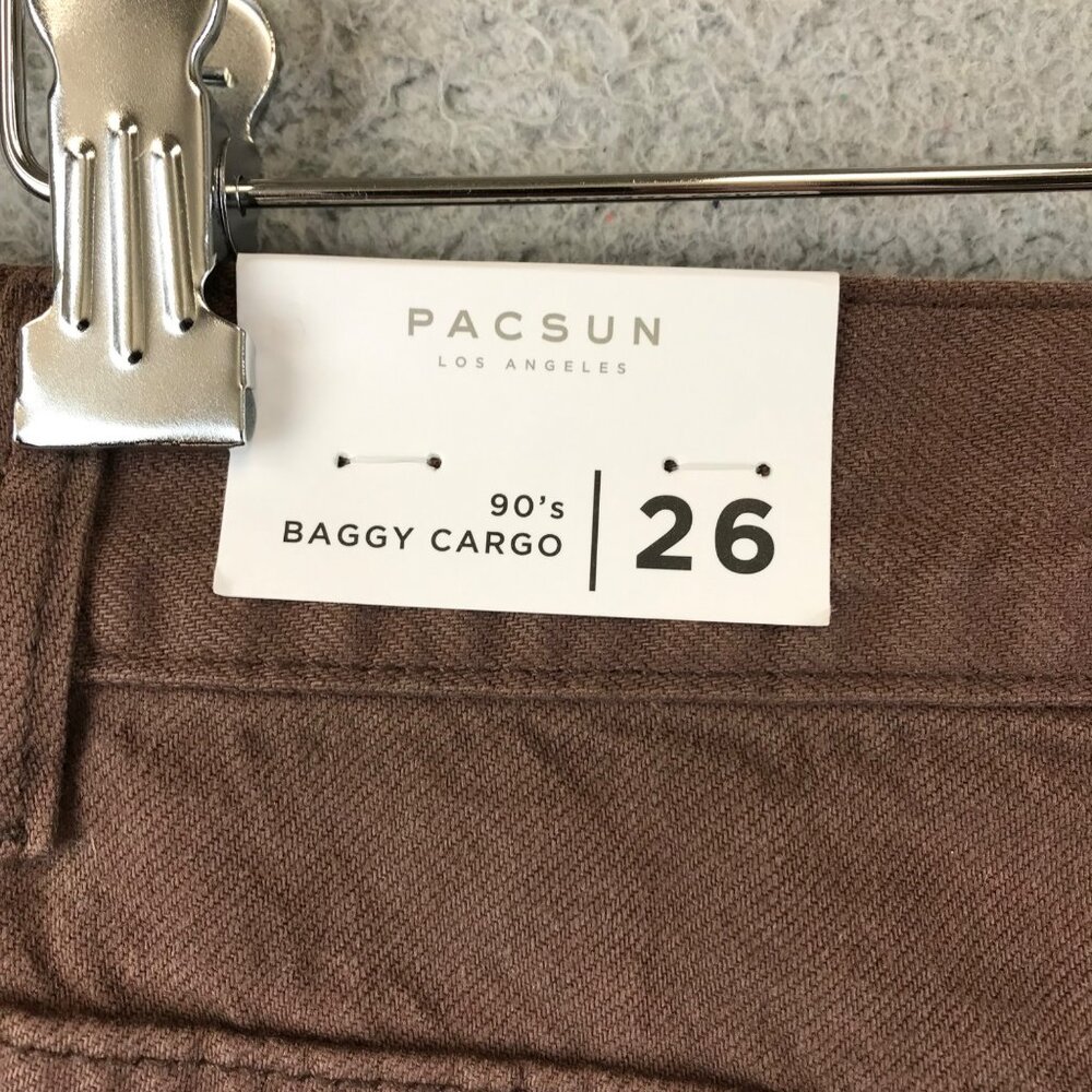 New Pac Sun Baggy 90s‎ Cargo Utility Pants Brown wide leg size 26 - Picture 12 of 16